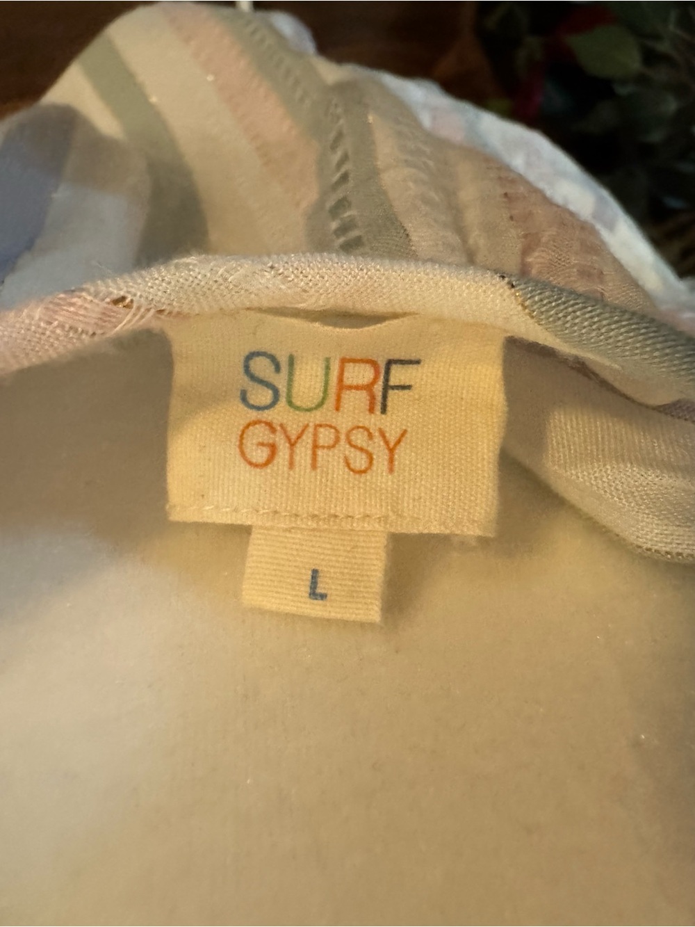 Surf Gypsy Pastel Striped Cold-Shoulder Mini Dress with Tassels - Picture 6 of 6